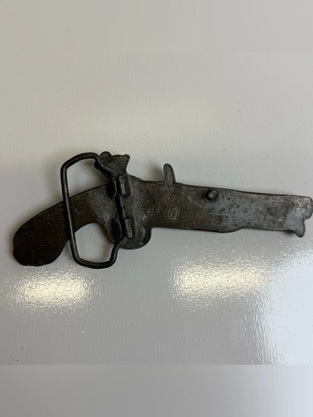 Civil War Flintlock Antique Pistol Gun Black Powder 1970s Vintage Belt Buckle